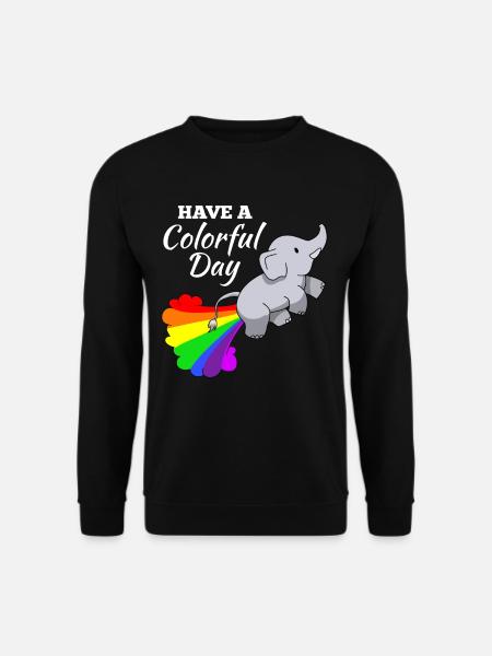 Elephant joke comic illustration rainbow - Unisex Sweatshirt - black