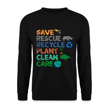 Environmentalist Green environmental protection saying eco - Unisex Sweatshirt - black - Front - Alina (178cm) & Michal (187cm)