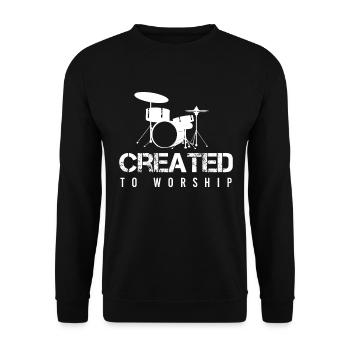 Created To Worship Christin Drummer Drums Christ - Unisex Pullover - Schwarz - Vorne - Alina (178cm) & Michal (187cm)
