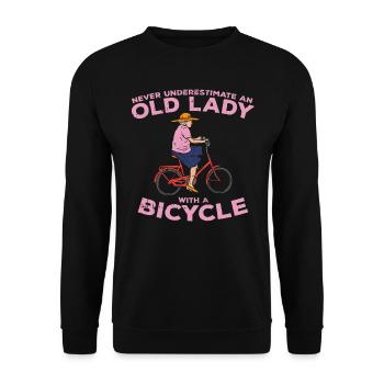 Never Underestimate An Old Lady On A Bicycle - Unisex Sweatshirt - black - Front - Alina (178cm) & Michal (187cm)