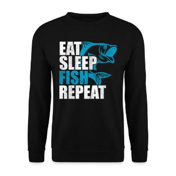 Eat sleep fish repetition - Unisex Sweatshirt - black - Front - Alina (178cm) & Michal (187cm)