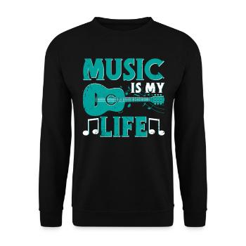 Music is my life graphic - Unisex Sweatshirt - black - Front - Alina (178cm) & Michal (187cm)
