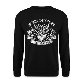 Odin Valhalla gods north men gift - Unisex Sweatshirt - black - Front - Alina (178cm) & Michal (187cm)