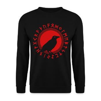 Wikinger Rabe Mythologie Seher Hexe - Unisex Pullover - Schwarz - Vorne - Alina (178cm) & Michal (187cm)