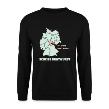 Thüringen Bratwurst Bratwürste Senf Geschenk - Unisex Pullover - Schwarz - Vorne - Alina (178cm) & Michal (187cm)