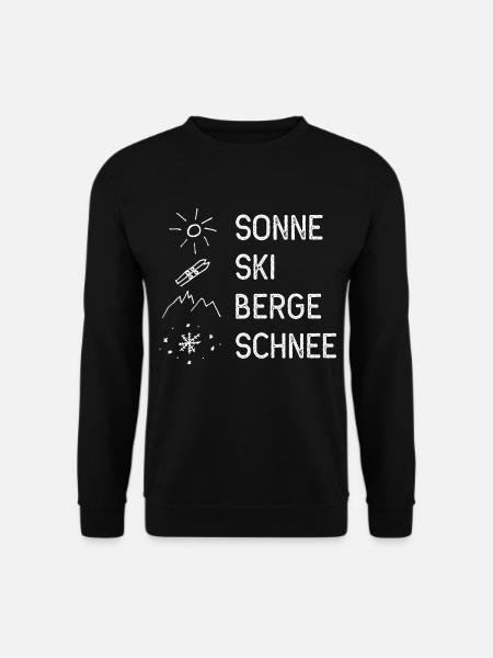 Sonne, Ski, Berge, Schnee - Unisex Pullover - Schwarz