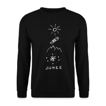 Sun, ski, mountains, snow, Juhee! - Unisex Sweatshirt - black - Front - Alina (178cm) & Michal (187cm)