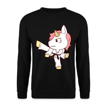 Karaté licorne - Sweat-shirt Unisexe - noir - Devant - Alina (178cm) & Michal (187cm)