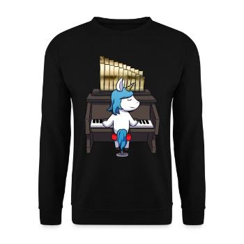 Einhorn Orgel - Unisex Pullover - Schwarz - Vorne - Alina (178cm) & Michal (187cm)
