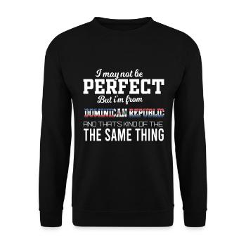 I am almost perfect, I am from Dominican r - Unisex Sweatshirt - black - Front - Alina (178cm) & Michal (187cm)