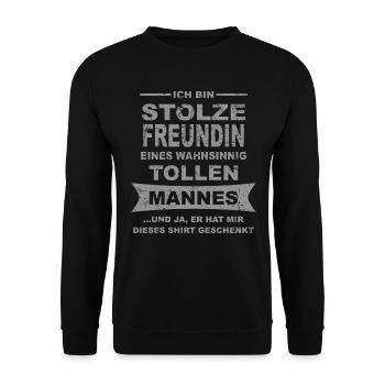 stolze Freundin eines tollen Mannes GRUNGE - Unisex Pullover - Schwarz - Vorne - Alina (178cm) & Michal (187cm)