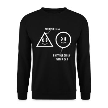 Dark Humour Schwarzer Humor Lustig Meme Witz Black - Unisex Pullover - Schwarz - Vorne - Alina (178cm) & Michal (187cm)