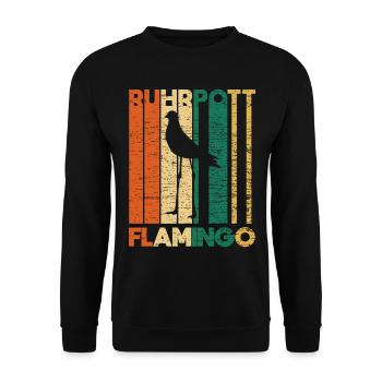 Taube Flamingo Ruhrpott Ruhrgebiet Retro - Unisex Pullover - Schwarz - Vorne - Alina (178cm) & Michal (187cm)
