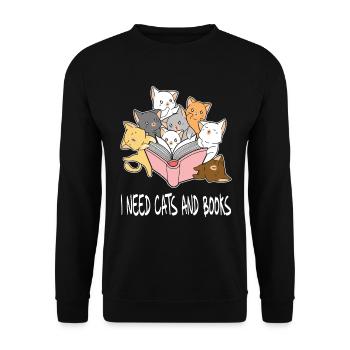 Chat Livre Lecture Rat animal de compagnie Mieze cadeau - Sweat-shirt Unisexe - noir - Devant - Alina (178cm) & Michal (187cm)