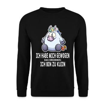 Dickes Einhorn Übergewicht Lustig Spruch Geschenk - Unisex Pullover - Schwarz - Vorne - Alina (178cm) & Michal (187cm)