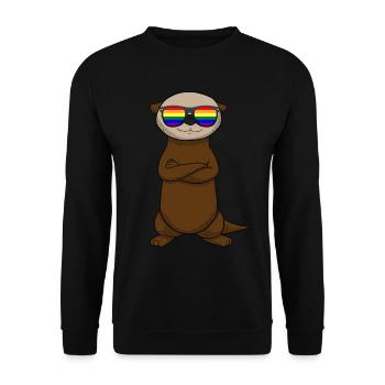 LGBT Sunglasses Otter Tier LGBTQ Sonnebrille - Unisex Pullover - Schwarz - Vorne - Alina (178cm) & Michal (187cm)