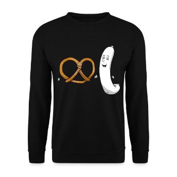 Pretzel Weißwurst Bretzel Bayrisch Essen - Unisex Pullover - Schwarz - Vorne - Alina (178cm) & Michal (187cm)