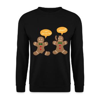 Gingerbread Christmas - Lustige Lebkuchen Design - Unisex Pullover - Schwarz - Vorne - Alina (178cm) & Michal (187cm)