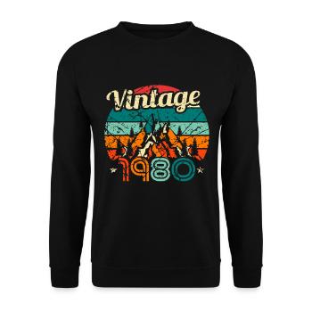 Vintage 1980 Retro 80s Birthday Bday - Unisex Pullover - Schwarz - Vorne - Alina (178cm) & Michal (187cm)