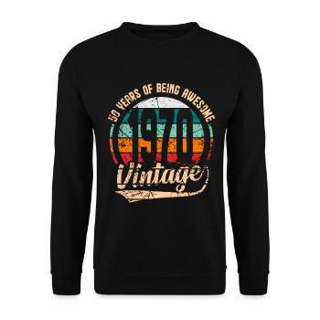 50 ans d'être génial 1970 Vintage Retro - Sweat-shirt Unisexe - noir - Devant - Alina (178cm) & Michal (187cm)