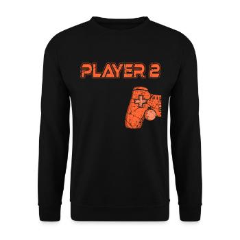 Partnerlook Pärchen Paar Partner Player 2 - Unisex Pullover - Schwarz - Vorne - Alina (178cm) & Michal (187cm)