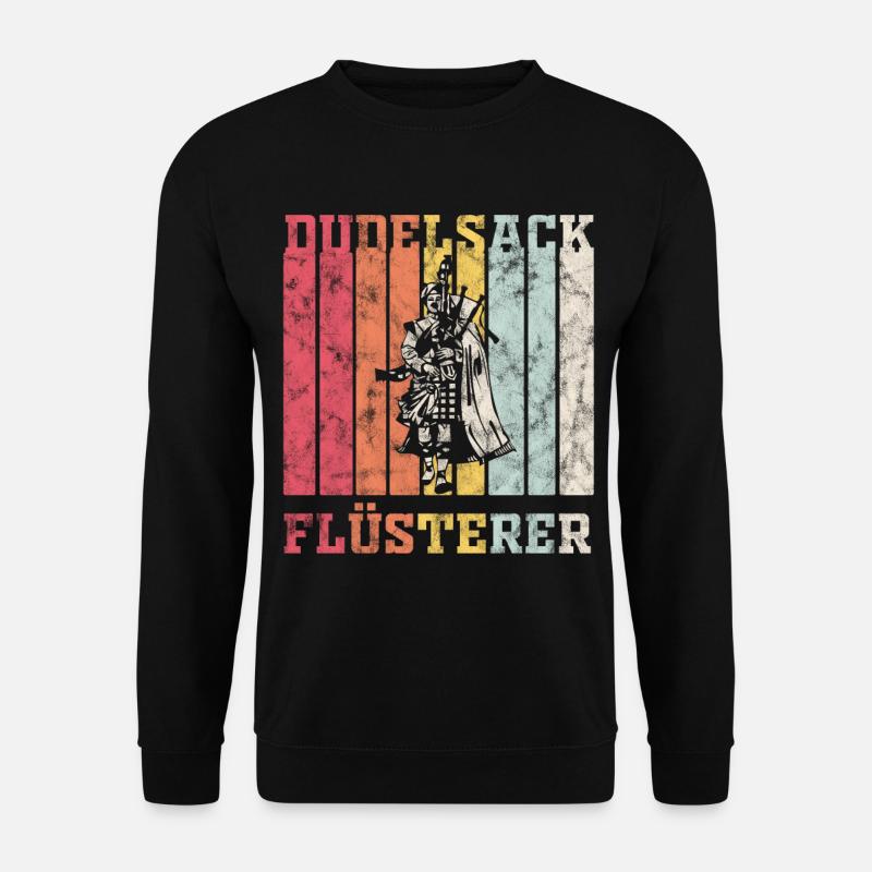Dudelsack Flüsterer Retro Geschenk - Unisex Pullover - Schwarz
