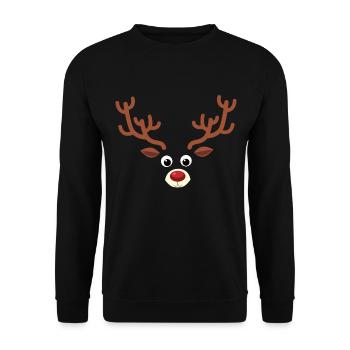 Christmas Reindeer Face - Red Nose Rudolph Reindeer - Unisex Sweatshirt - black - Front - Alina (178cm) & Michal (187cm)