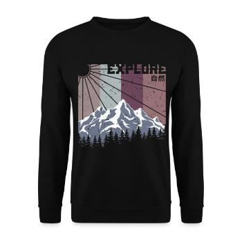 MutterNatur Natur mensch berge Wald camping - Unisex Pullover - Schwarz - Vorne - Alina (178cm) & Michal (187cm)