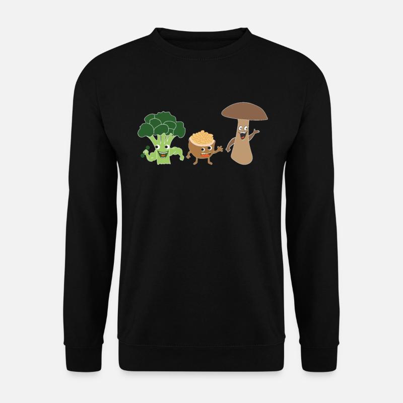 Brokkoli Walnuss Pilz Vegan Vegetarier Veganer - Unisex Pullover - Schwarz