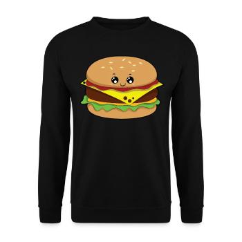 Cheeseburger burger alimentaire griller sandwich - Sweat-shirt Unisexe - noir - Devant - Alina (178cm) & Michal (187cm)