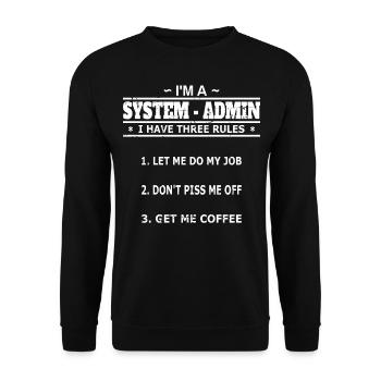 Administrateur système - 3 règles - Sweat-shirt Unisexe - noir - Devant - Alina (178cm) & Michal (187cm)