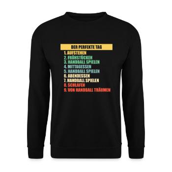Handball EM Europameisterschaft Geschenk - Unisex Pullover - Schwarz - Vorne - Alina (178cm) & Michal (187cm)