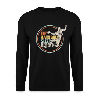 Handball Handballer Retro Geschenk - Unisex Pullover - Schwarz - Vorne - Alina (178cm) & Michal (187cm)
