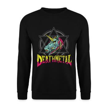 DEATH METAL UNICORN Festival T-Shirt | unicorn - Unisex Sweatshirt - black - Front - Alina (178cm) & Michal (187cm)