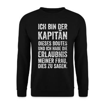 Kapitän Boot Segelboot Segeln Sportbott - Unisex Pullover - Schwarz - Vorne - Alina (178cm) & Michal (187cm)