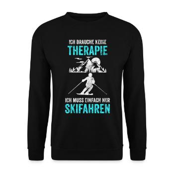 Skifahrer Skipisten Abfahrt Motiv - Unisex Pullover - Schwarz - Vorne - Alina (178cm) & Michal (187cm)