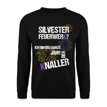 Silvester Neujahr - Unisex Pullover - Schwarz - Vorne - Alina (178cm) & Michal (187cm)