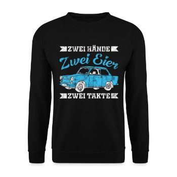  601 Rennpappe Auto DDR - Unisex Pullover - Schwarz - Vorne - Alina (178cm) & Michal (187cm)