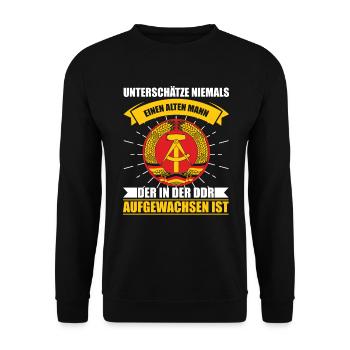 DDR Ossi Ostdeutschland Staatswappen Herren Männer - Unisex Pullover - Schwarz - Vorne - Alina (178cm) & Michal (187cm)