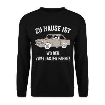 DDR Ossi Ostdeutschland  Trabbi - Unisex Pullover - Schwarz - Vorne - Alina (178cm) & Michal (187cm)
