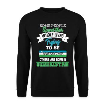 Born in Uzbekistan - Unisex Sweatshirt - black - Front - Alina (178cm) & Michal (187cm)