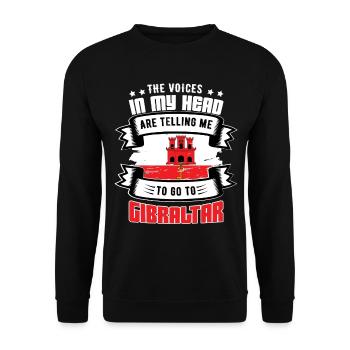 Die Stimmen im Kopf rufen nach gibraltar - Unisex Pullover - Schwarz - Vorne - Alina (178cm) & Michal (187cm)