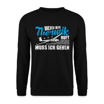 Segelfliegen Thermik Vintage Segelflugzeug - Unisex Pullover - Schwarz - Vorne - Alina (178cm) & Michal (187cm)