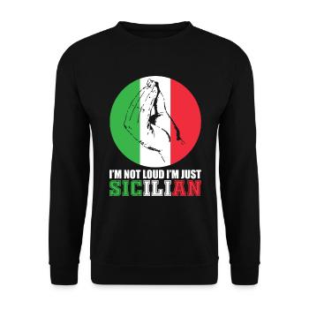 Italien Sizilien Handgeste Flagge - Unisex Pullover - Schwarz - Vorne - Alina (178cm) & Michal (187cm)