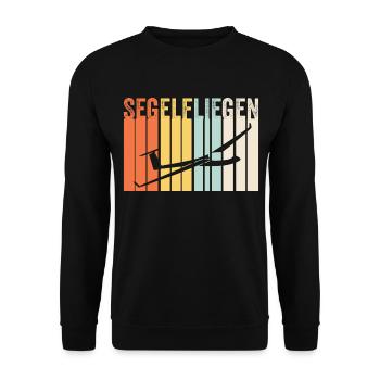 Segelfliegen Retro Geschenk Motiv - Unisex Pullover - Schwarz - Vorne - Alina (178cm) & Michal (187cm)