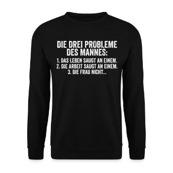 Lustiger Spruch Mann Vater Papa - Unisex Pullover - Schwarz - Vorne - Alina (178cm) & Michal (187cm)