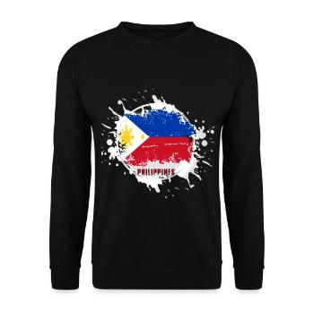 Philippinen Flagge mit Klecks - Unisex Pullover - Schwarz - Vorne - Alina (178cm) & Michal (187cm)