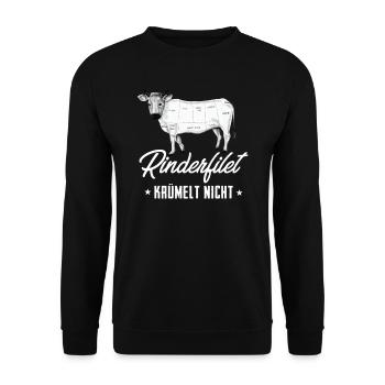 Rinderfilet krümelt nicht - BBQ - Grillen - Unisex Pullover - Schwarz - Vorne - Alina (178cm) & Michal (187cm)
