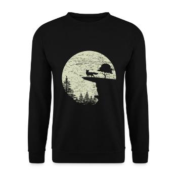 Fuchs Wald Wild Mond - Unisex Pullover - Schwarz - Vorne - Alina (178cm) & Michal (187cm)