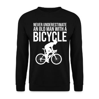 Never Underestimate An Old Man With A Bicycle Tee - Unisex Sweatshirt - black - Front - Alina (178cm) & Michal (187cm)